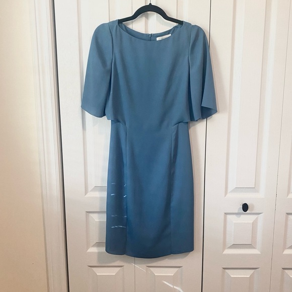 Reiss mist blue flutter sleeve fluted mini dress size 2 - Picture 2 of 7